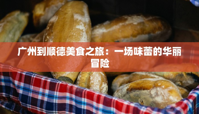 广州到顺德美食之旅：一场味蕾的华丽冒险